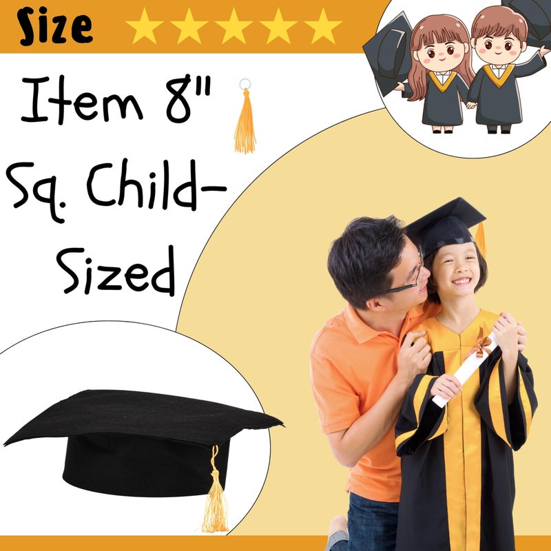 U.S. Toy U. S. Toy Kindergarten Black Graduation Caps w/Gold Tassel, Preschool Graduation Cap for Boys and Girls, Customizable, Teacher Supplies, 12-Pack, 3 Years & Older - Image 3